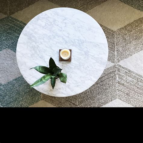 West Elm Marble Top & Antique Brass Coffee Table - AptDeco