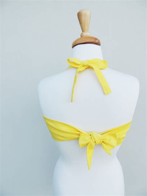 Sunshine Bow Bandeau Bikini Style Top Navy Blue And White Polka Dot Panties Diva Halter Neck Top