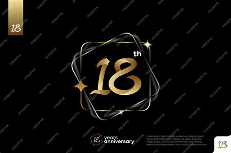 Золотой дизайн логотипа номер 18 на черном фоне 18-летие логотипа номер ...