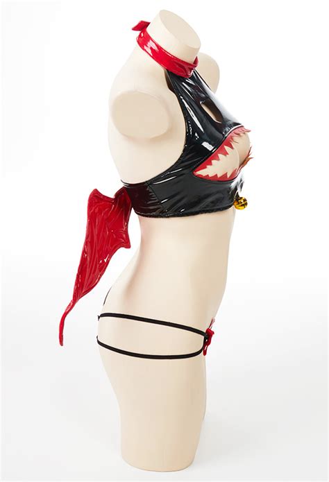 Women Sexy Night Vampire Valentine Lingerie Gothic Lingerie Pu Leather Unique Teeth Design