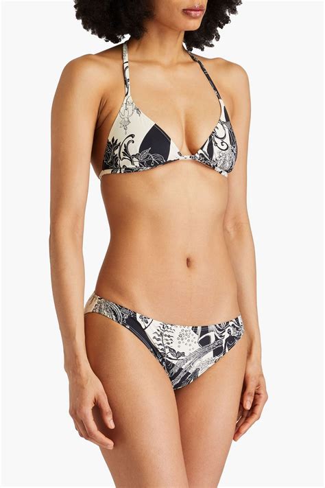 TORY BURCH Printed Halterneck Triangle Bikini Top THE OUTNET