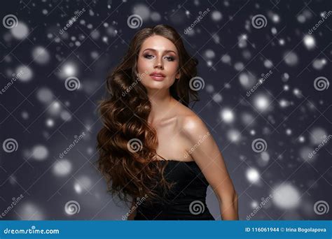 Beauty Brunette Woman Winter Snow Face Portrait Beautiful Spa M Stock Photo Image Of Holidays