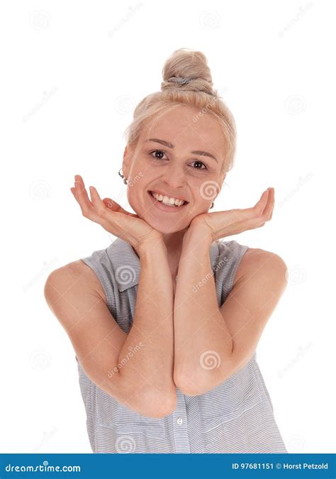 Sch Ne Blonde Frau Im Portr T Stockbild Bild Von Erregt Gesicht