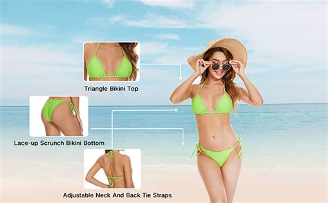 Amazon LIZENS Bikini Set For Women Tie Side Triangle String Sexy Swimsuit Womens Black