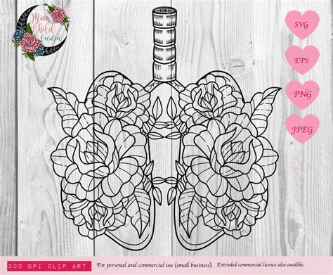 Floral Lungs Svg Human Lungs Svg Cutting Files Medical Svg Digital