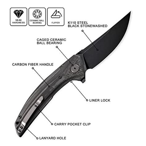 Petrified fish PFP05 Deepsea, 3.66” Folding Knife, K110 Steel Blade ...
