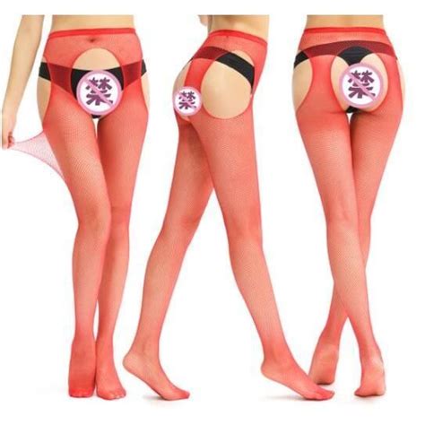 Bas de Lingerie Sexy pour femmes collants antidérapants entrejambe ouvert maille blanc