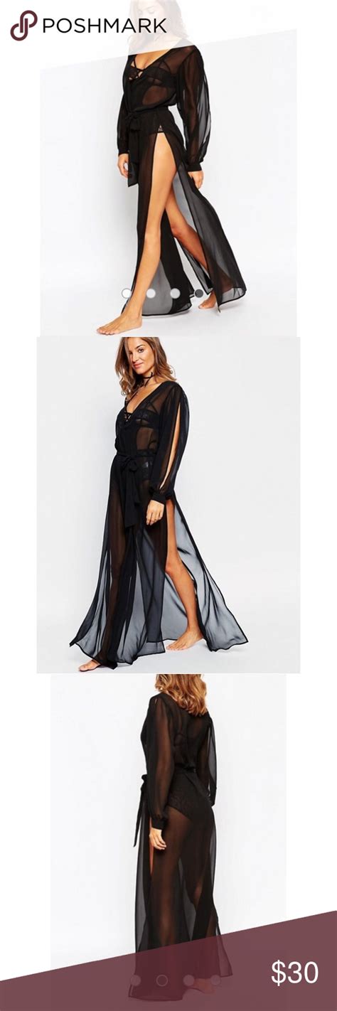 Asos Split Sleeve And Split Side Chiffon Robe Chiffon Sheer Chiffon Fashion