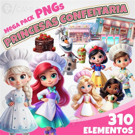 Kit Digital Princesas Disney Confeitaria Pague Leve Elo