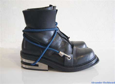 Iconic 1996 Dirk Bikkembergs Boots split metal heel black leather ...