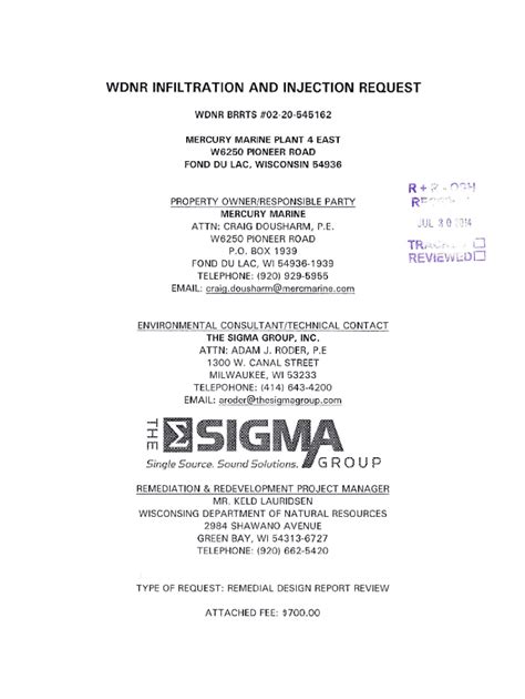 Fillable Online Dnr Wi Infiltration And Injection Requests Submittal