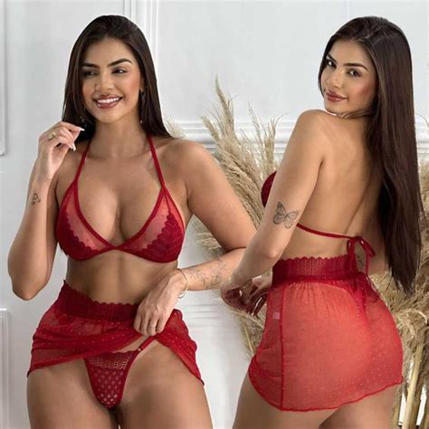 Lingerie Sexy Transparente Tule Calcinha Fio Dental Mini Saia Like You Conjunto De Lingerie