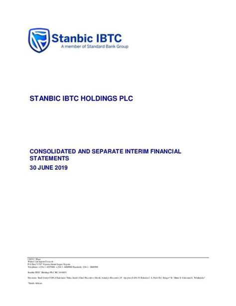 Stanbic Ibtc Holdings Plc Ibtc Ng Hy Interim Report