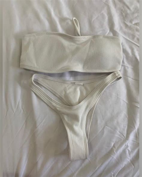 White Bandeau Bikini Women S Fashion Swimwear Bikinis Swimsuits On