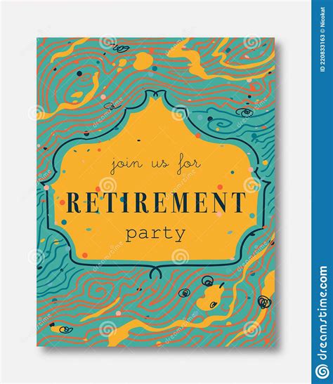 Retirement Party Invitation Design Template With Abstract Wavy Lines