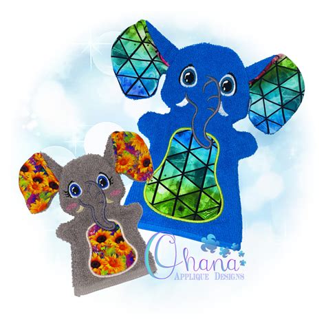 Elephant Hand Puppet Embroidery Design Ohana Applique Designs