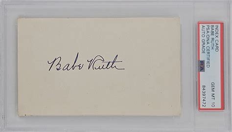 Babe Ruth Autographed Index Card PSA DNA GEM MT 10 003 476