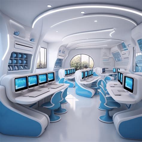 Blick Auf Ein Futuristisches Und High Tech Klassenzimmer F R Sch Ler