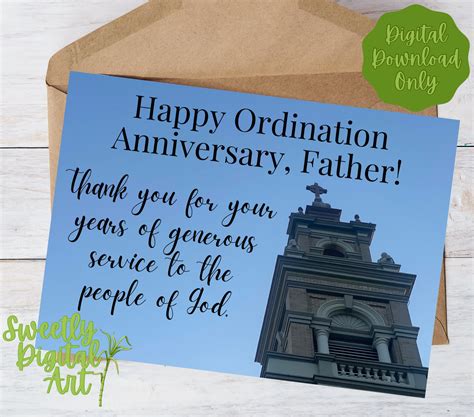 Priest Ordination Anniversary Day Card - Instant Download - Thank You