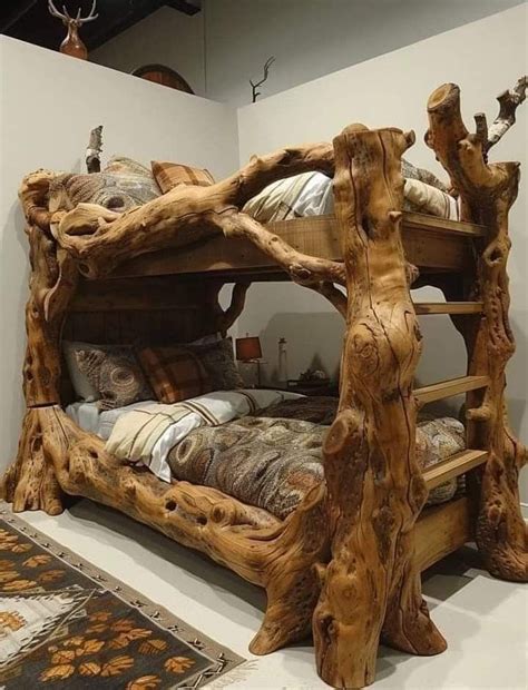 rustic log bed   tree trunks
