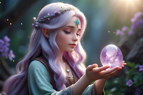 Fairy Tale Princess With Blonde Pink Hair In A Beautiful Flowing Gown Magical D Illustration