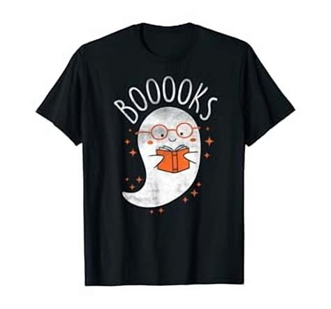 Hot Trending Tee With Cute Ghost Book Reading Teacher Top Unisex S Xl