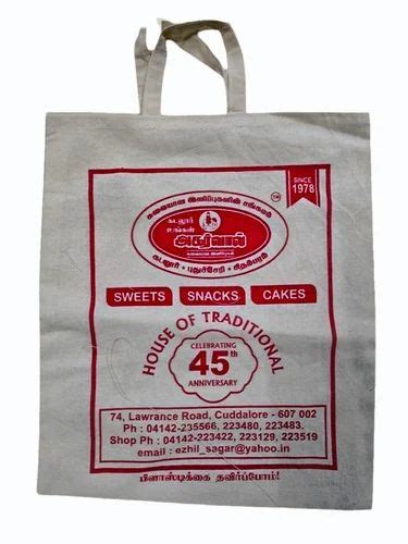 Loop Handle Handled Printed Cotton Shopping Bag Capacity Kg Size