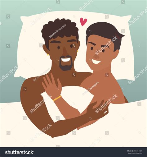 Happy Gay Couple Bed Vector Illustration Stock Vector Royalty Free 441864787 Shutterstock