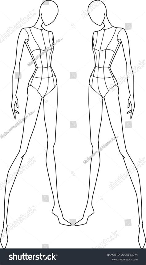 Female Women Croquis Front Back Side Stock Vector (Royalty Free ...