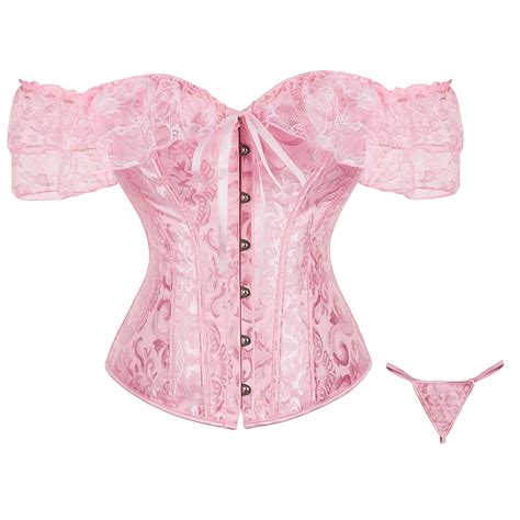 CHCNHAC Corset Lingerie For Women Floral Pleated Trim Overbust Corset