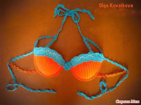 Делаем лиф купальника из старого бюстгальтера крючком - Вязание ...