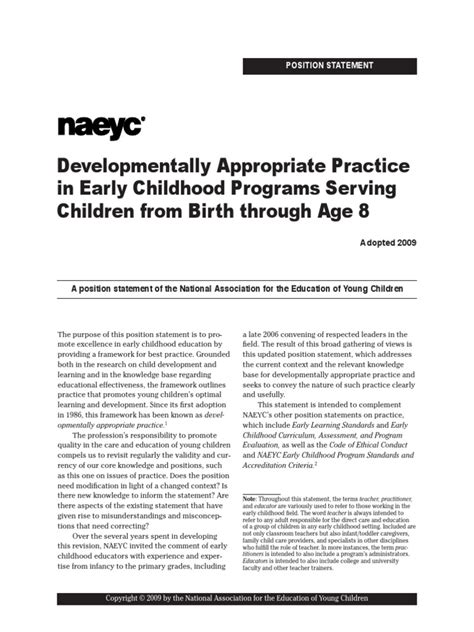 DAP Position Statement NAEYC | Download Free PDF | No Child Left Behind ...