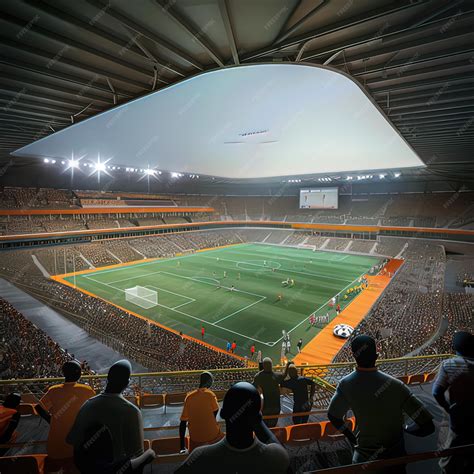 Punto de vista desde el interior de un estadio de fútbol Gente en el