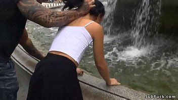 Slutty Brunette Drenched In Public Fountain LetMeJerk