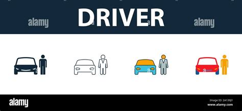 Car Driver icon set. Four simple symbols in diferent styles from ...