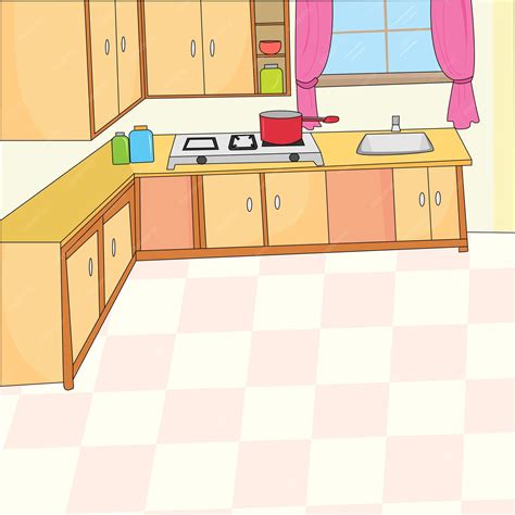 Premium Vector | Vector cartoon style illustration of kitchen room