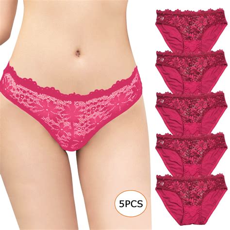 Qipopiq Underwear For Women Plus Size 5pcs Fashion Sexy Lace Pattern