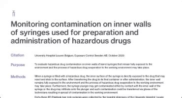 Monitoring Contamination In Syringes For Hazardous Drug Prep