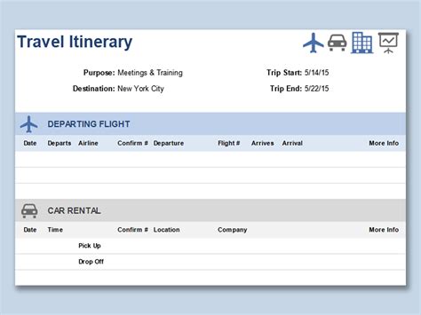 Excel Of Travel Itinerary Xlsx Wps Free Templates