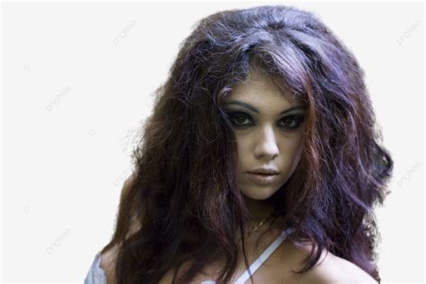 Mysterious Portrait Of A Forest Nymph Female Brunette Bright Hair Style Face Bright PNG