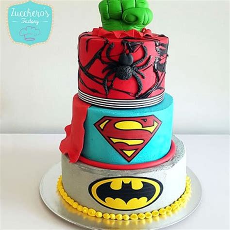 hulk spiderman superman batman cake