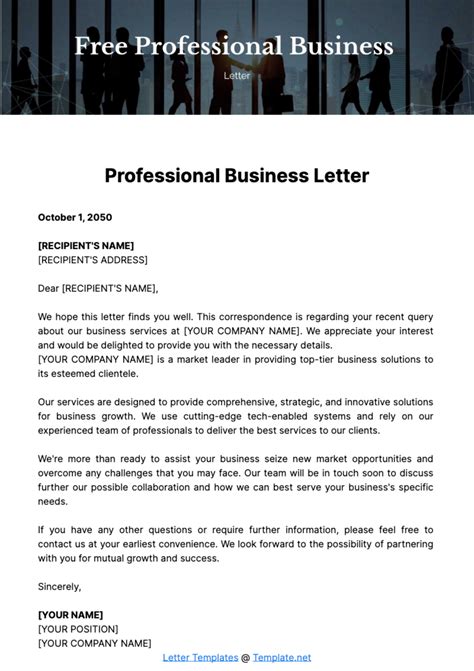 professional business letter template edit