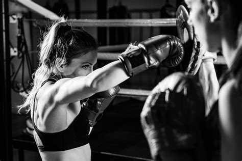 Premium Photo | Women on boxing training