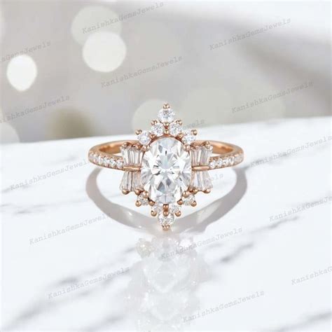 KANISHKAGEMS&JEWELS 1.5Ct 8x6mm / Oval Cut Moissanite Engagement Ring