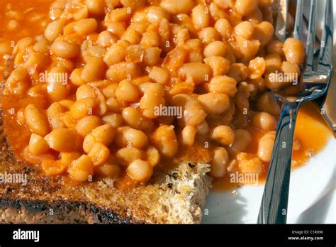 Baked Beans On Toast Stock Photo Alamy