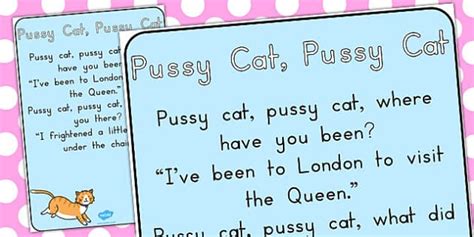 Pussy Cat Pussy Cat Nursery Rhyme Poster Twinkl