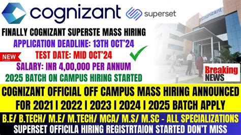 Cognizant Superset OFF Campus Mass Hiring Announced For 2025 2024