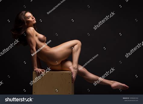 Naked Woman Yoga On Black Background Stock Photo 1039026163 Shutterstock