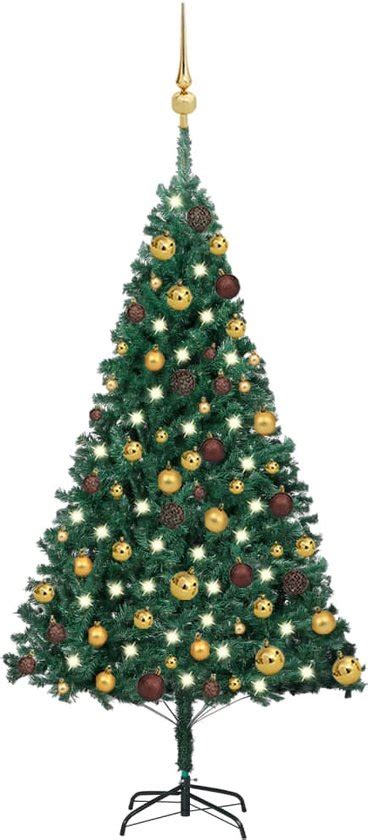 VidaLife Kunstkerstboom Met LED S En Kerstballen 120 Cm PVC Groen Bol