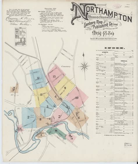 Northampton 1889 Old Map Massachusetts Fire Insurance Index Old Maps